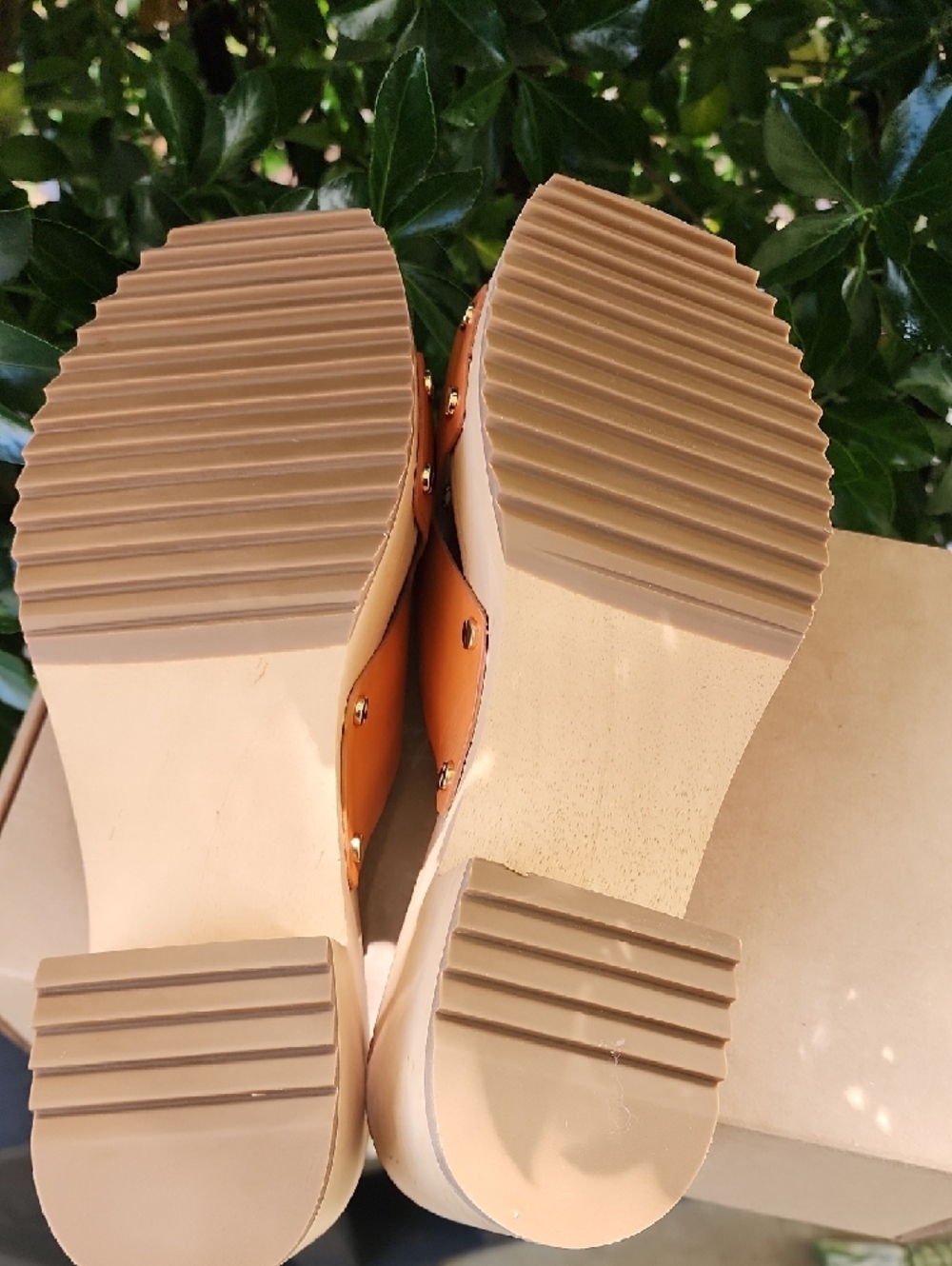 Dr. Scholl's Orange Leather Platform Clogs - Picture 7 of 9